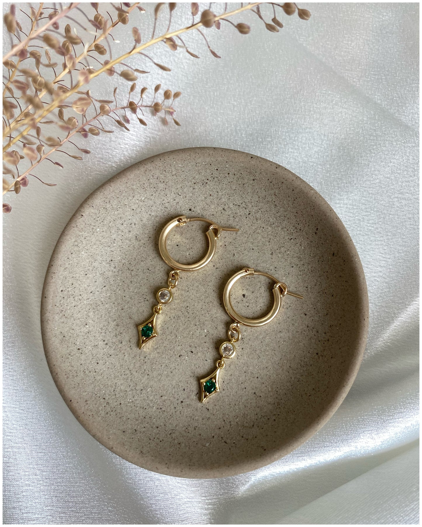 Golden Spring Earrings - Green