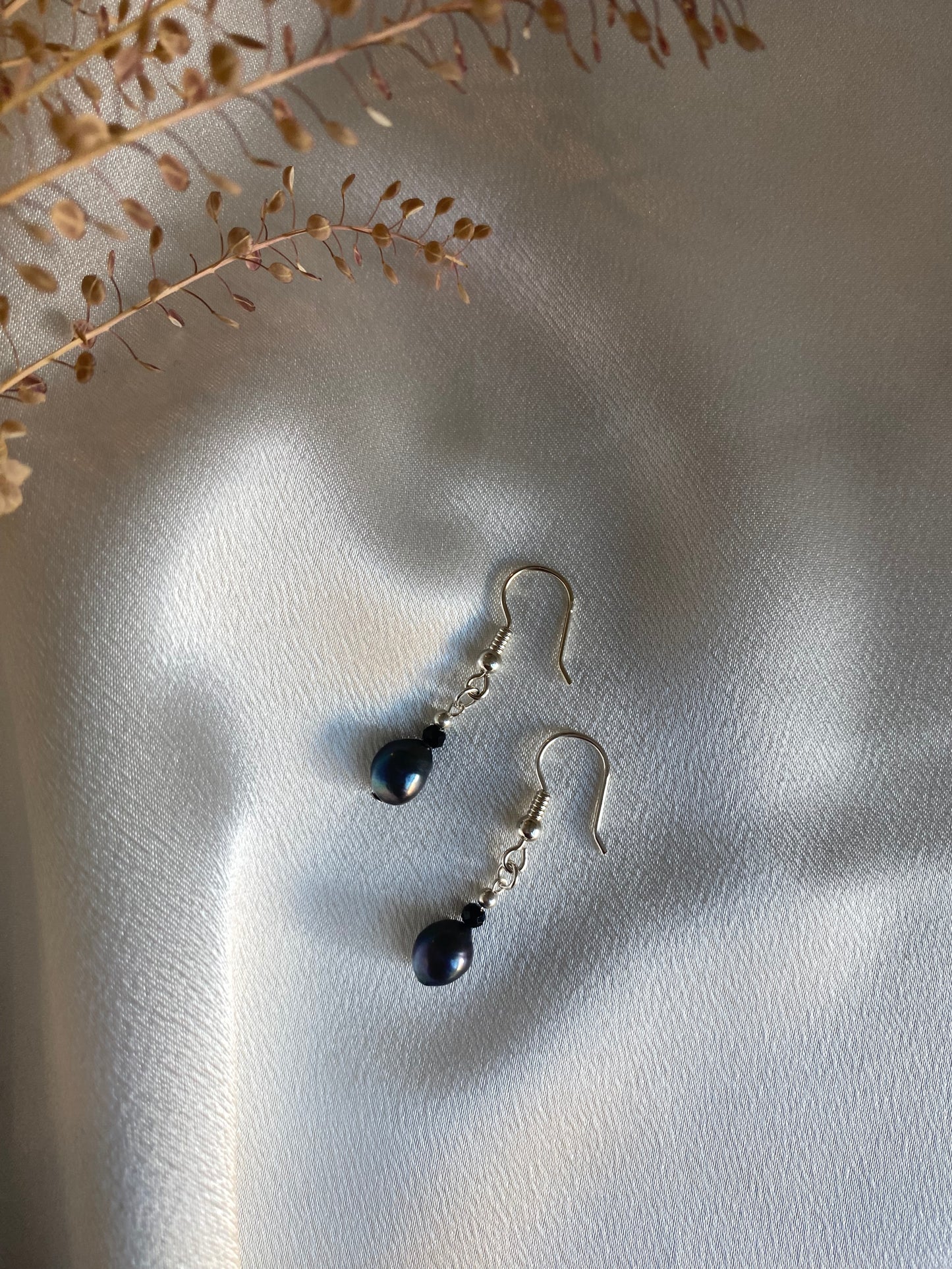 Midnight Pearl Drop Earrings