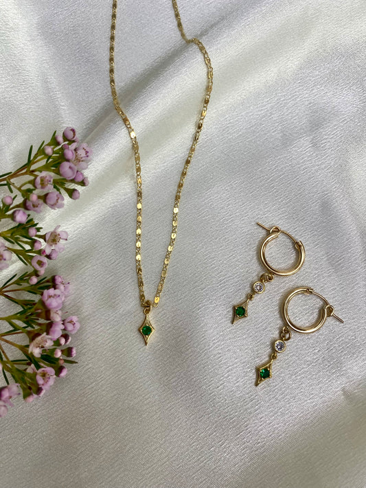 Golden Spring Earrings - Green