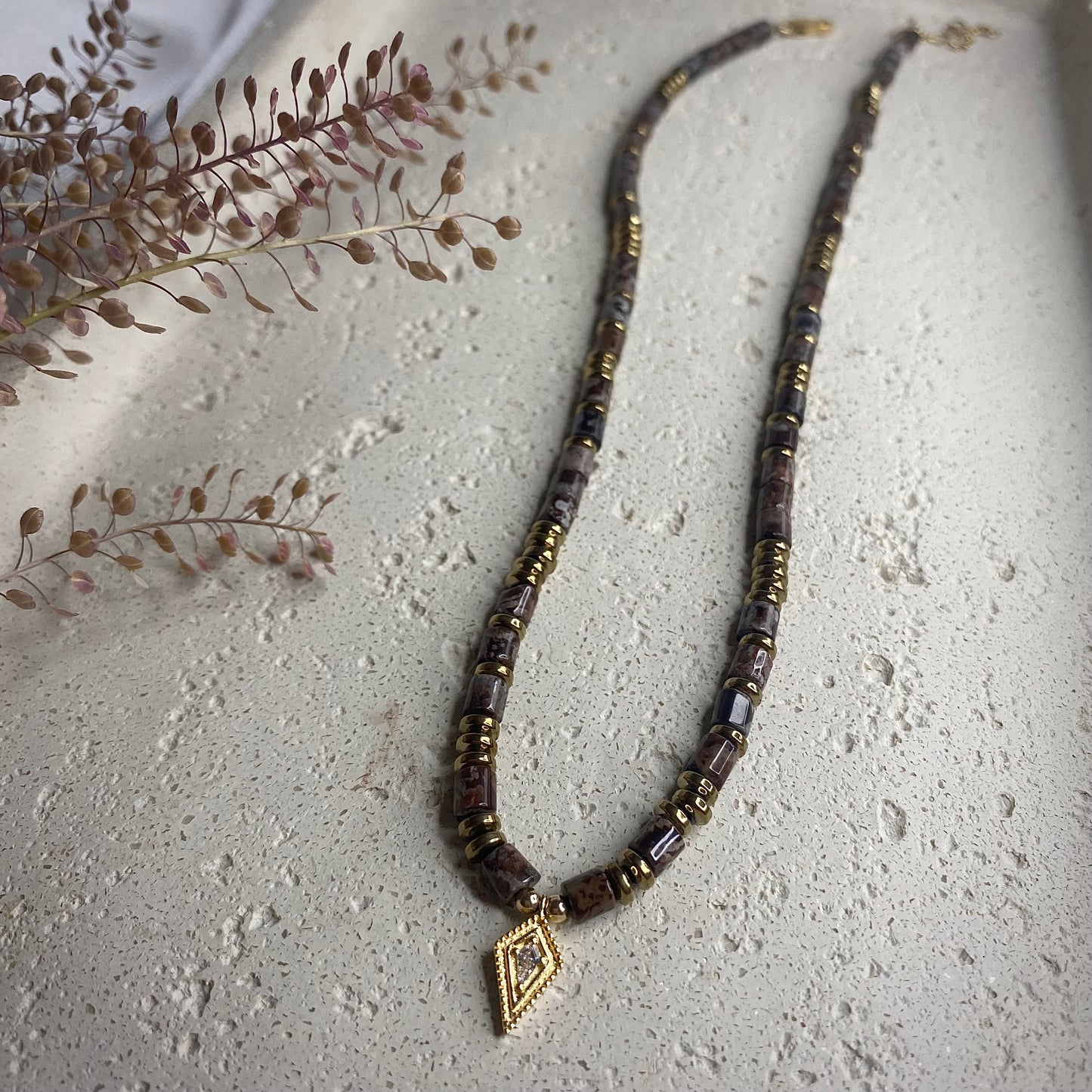 Zina necklace - White zirconia pendant