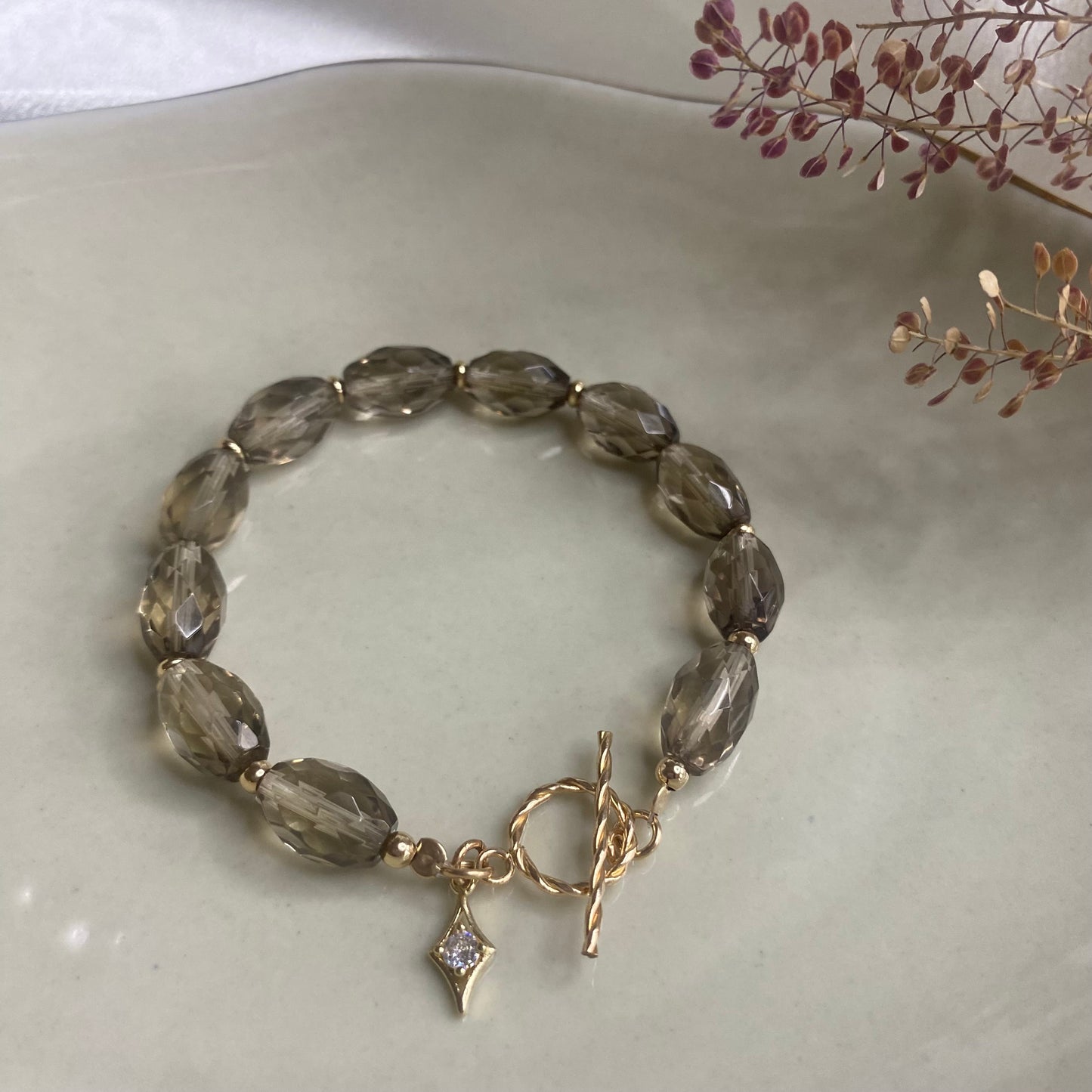 Smoky Quartz Lumière Bracelet - Gold