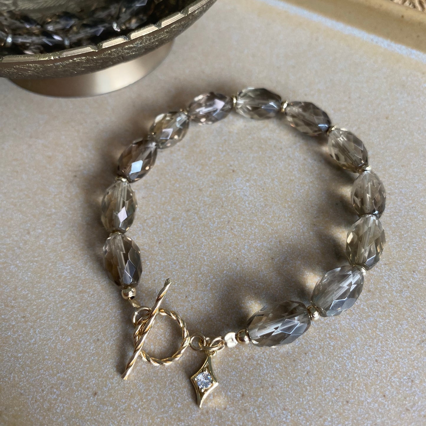 Smoky Quartz Lumière Bracelet - Gold