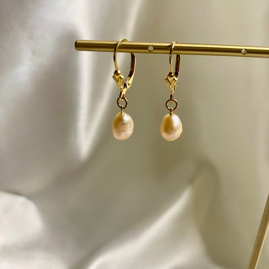 Rosy Baroque Pearl Earrings
